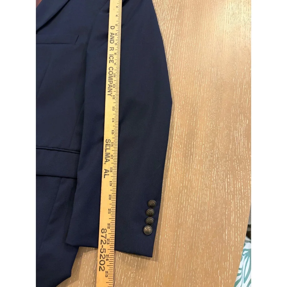 Paul Fredrick Navy Wool Suit Jacket Mens 44R‎ Gold Button Blazer Classic